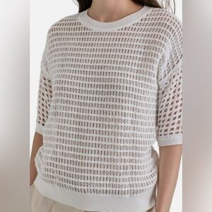 DKNY White Open-Knit Layering Top